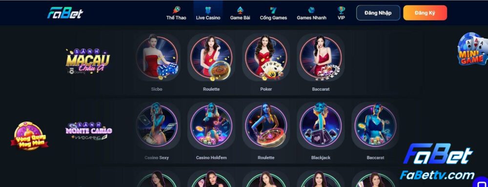 Các sảnh Live Casino tại Fabet